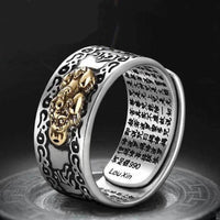 Thumbnail for Pixiu Six True Words Mantra Adjustable Ring with the Heart Sutra Inside-Your Soul Place