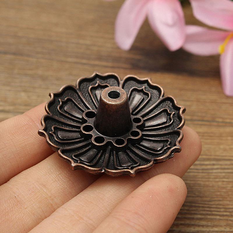 Lotus Shape Metal Plate Incense Burner - 9 Holes for Incense Sticks and Cones-Your Soul Place