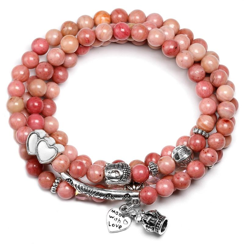 Natural Rhodochrosite Beads Mala Bracelet-Your Soul Place
