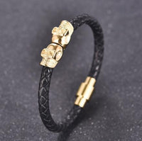 Thumbnail for Protection Skull Stainless Steel Leather Bracelet-Your Soul Place