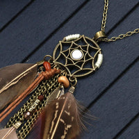 Thumbnail for Boho Dreamcatcher Feather Pendant Necklace-Your Soul Place