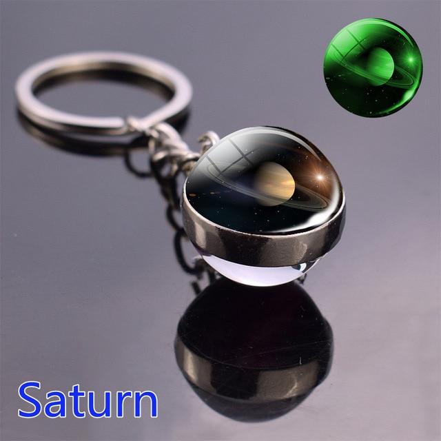Glow In The Dark Solar System Planet Double Sided Glass Ball Keychain-Your Soul Place