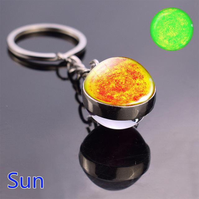 Glow In The Dark Solar System Planet Double Sided Glass Ball Keychain-Your Soul Place