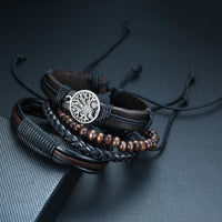 Thumbnail for Tree Of Life Braided Wrap Leather + Wood Beads Bracelet Set-Your Soul Place