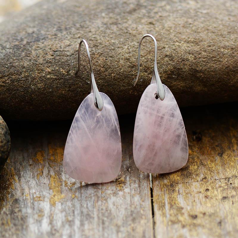 Self-care and Healing Rose Quartz Earrings-Your Soul Place