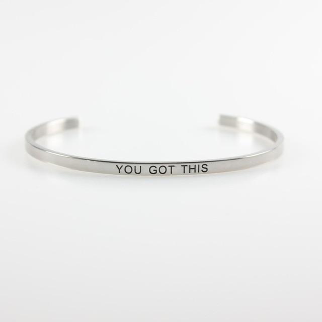 Positive Inspirational Quote Stainless Steel Bangle Bracelet - 5-Your Soul Place