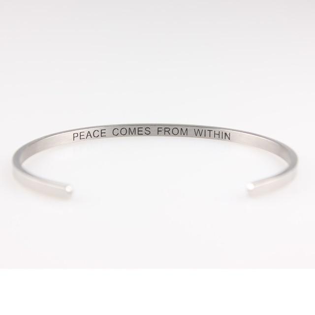 Positive Inspirational Quote Stainless Steel Bangle Bracelet - 5
