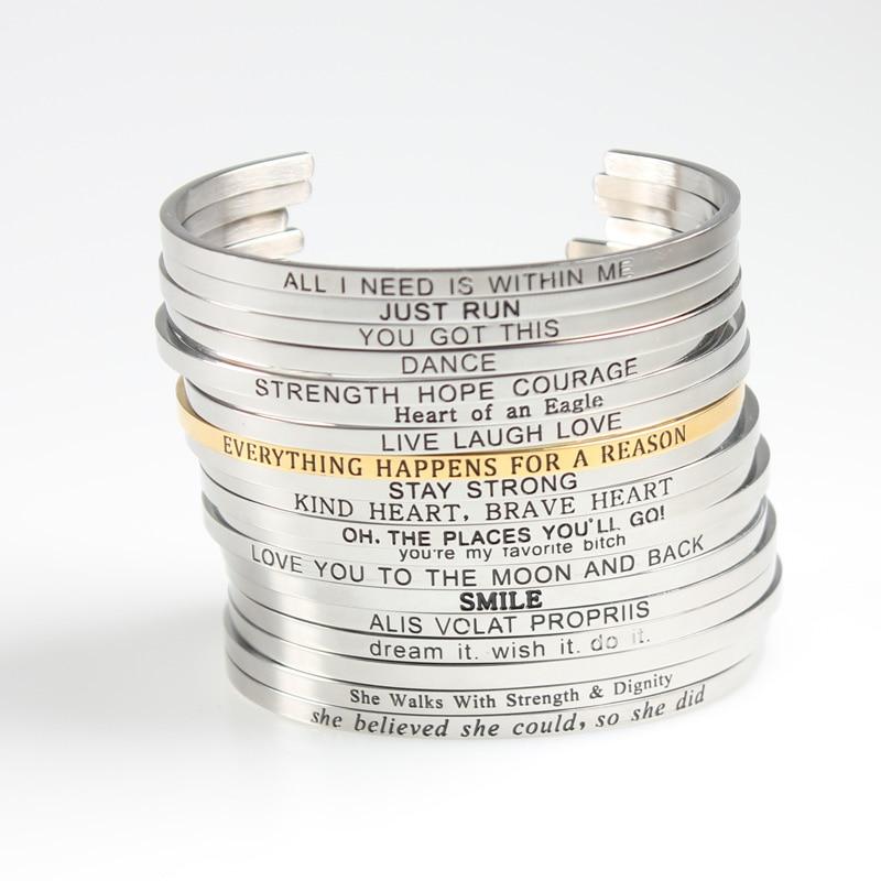 Positive Inspirational Quote Stainless Steel Bangle Bracelet - 5-Your Soul Place