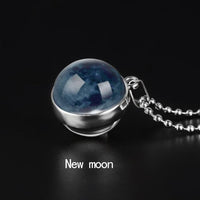 Thumbnail for Double Sided Moon Phase Glass Pendant Necklace
