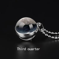 Thumbnail for Double Sided Moon Phase Glass Pendant Necklace