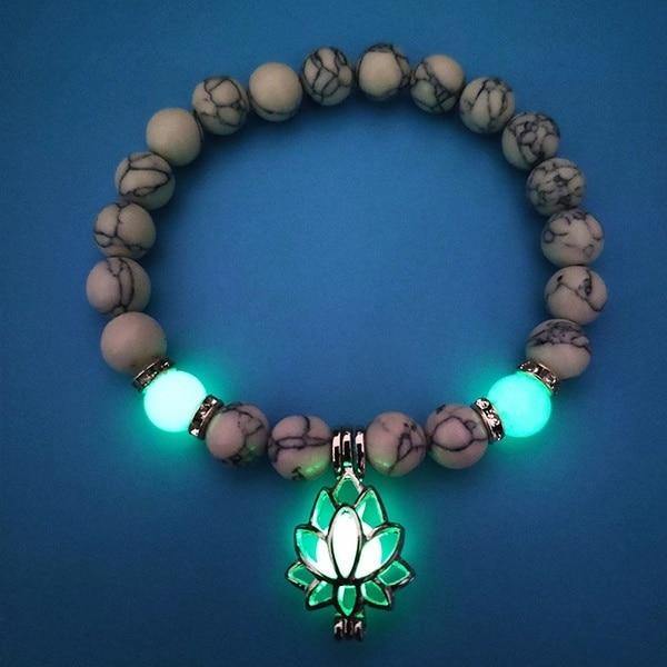 Glow In The Dark Lotus Turquoise Bracelet-Your Soul Place