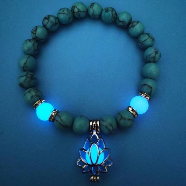 Glow In The Dark Lotus Turquoise Bracelet-Your Soul Place