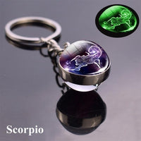 Thumbnail for Glow in the Dark Zodiac Constellation Double Sided Glass Ball Keychain-Your Soul Place