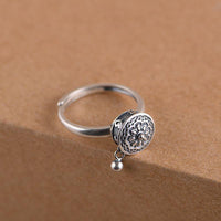 Thumbnail for 925 Sterling Silver Rotating Tibetan Prayer Wheel Six True Words Mantra Ring-Your Soul Place