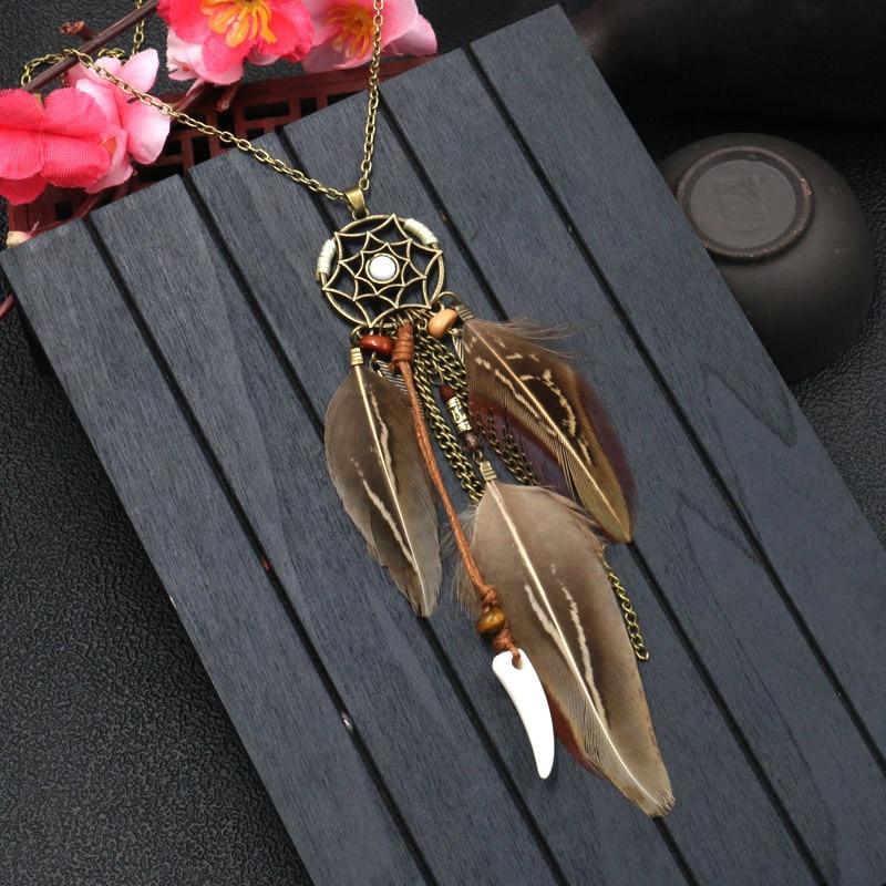 Boho Dreamcatcher Feather Pendant Necklace-Your Soul Place