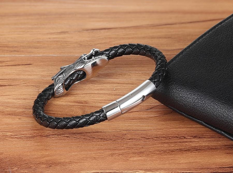 Dragon Braided Leather Magnet Clasp Bracelet-Your Soul Place
