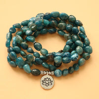 Thumbnail for 108 Unshaped Natural Apatite Stone Beads Mala Lotus Bracelet-Your Soul Place