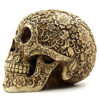 Thumbnail for Calavera Flower Carved Skull Statue - Your Soul Place