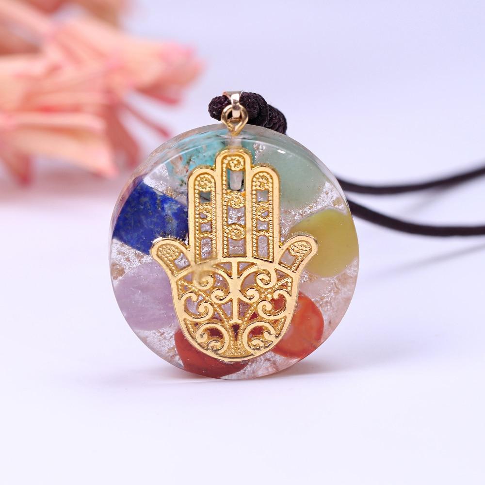 Hand of Fatima Orgonite Chakra Necklace-Your Soul Place
