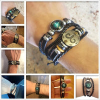 Thumbnail for Zodiac Constellation 2 Bracelets Set - Luminous Charm Leather Bracelet + Gold Color Charm Leather Bracelet