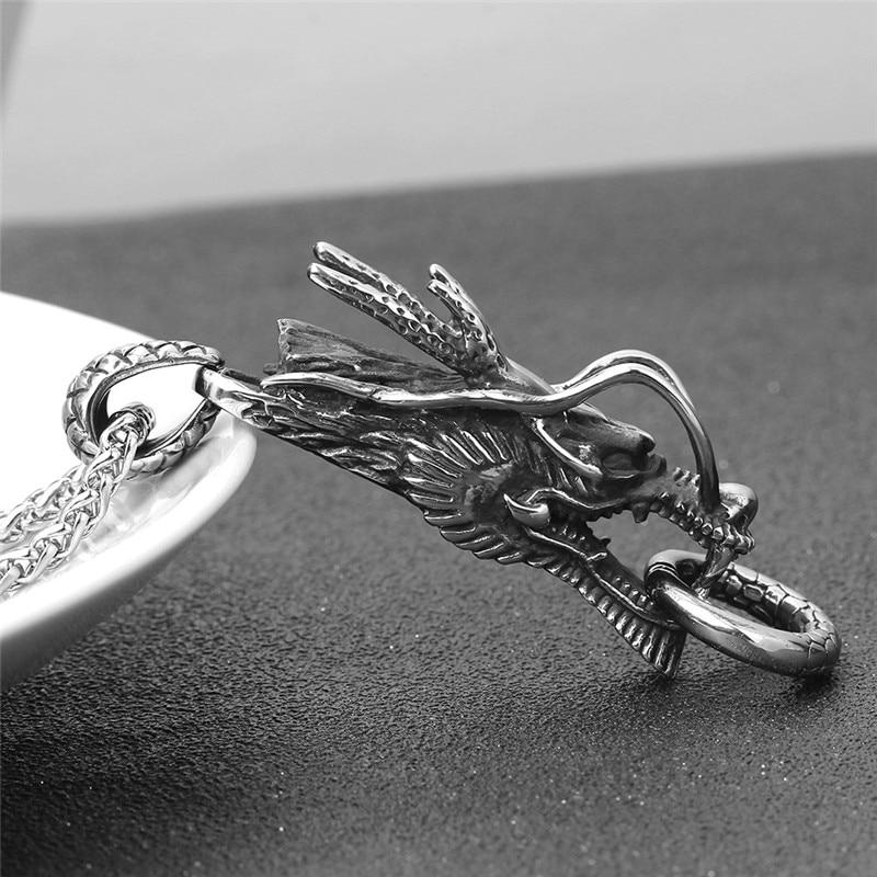 Stainless Steel Dragon Head Pendant Necklace-Your Soul Place