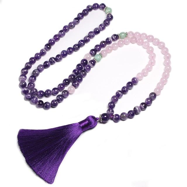 Amethyst X Rose Quartz 108 Beads Mala Bracelet-Your Soul Place