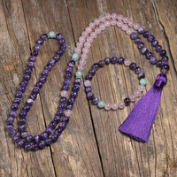 Thumbnail for Amethyst X Rose Quartz 108 Beads Mala Bracelet-Your Soul Place