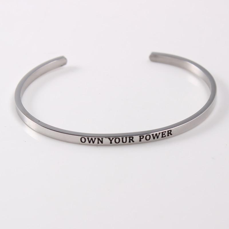 Positive Inspirational Quote Stainless Steel Bangle Bracelet - 2-Your Soul Place