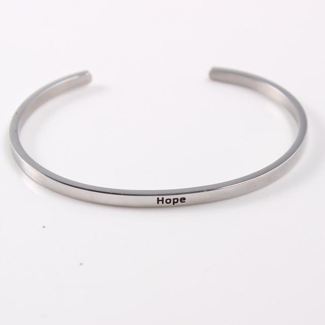 Positive Inspirational Quote Stainless Steel Bangle Bracelet - 2-Your Soul Place