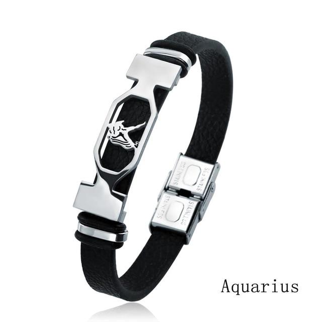 Stainless Steel Zodiac Constellation Leather Bracelet-Your Soul Place