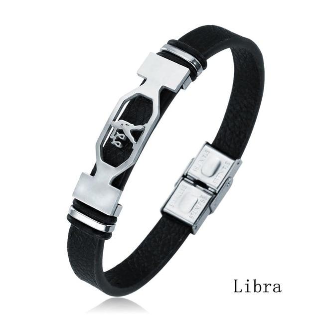 Stainless Steel Zodiac Constellation Leather Bracelet-Your Soul Place