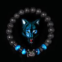 Thumbnail for Wolf X Blue Tiger Eye / Hematite / Labradorite With Lava Stone Bracelet-Your Soul Place