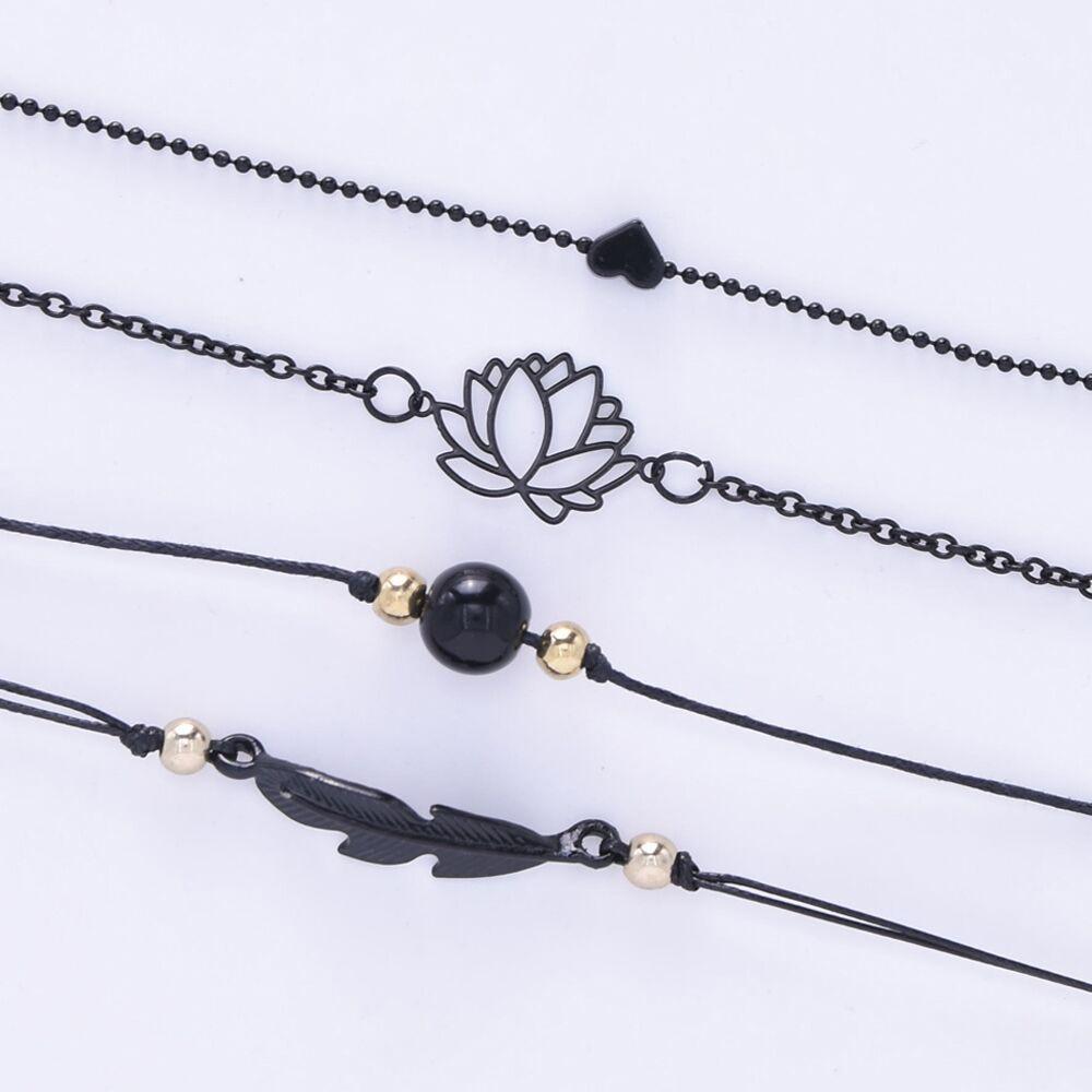 4PCs Black Lotus Bracelets-Your Soul Place