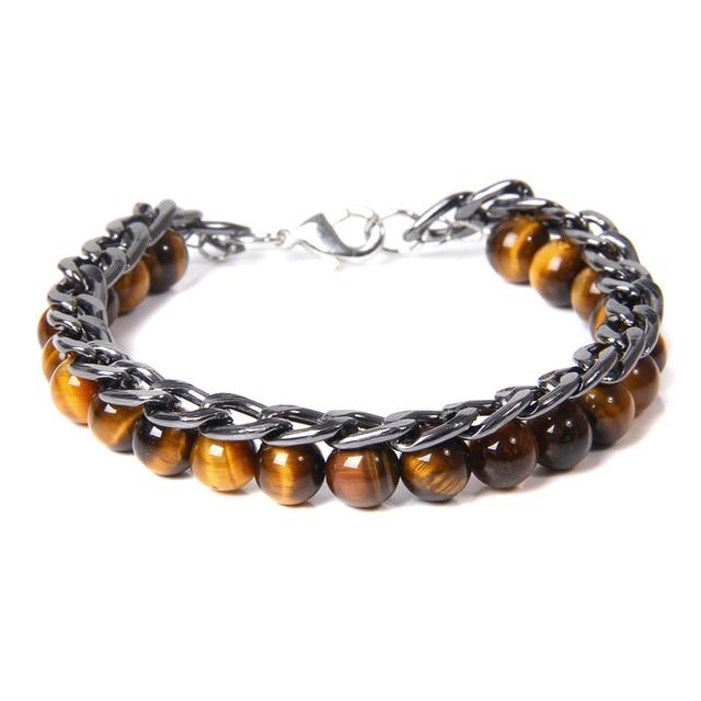 Tiger Eye X Stainless Steel Chain Bracelet-Your Soul Place