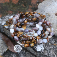 Thumbnail for 108 Unshaped Tiger Eye X Persian Gulf Onyx Beads Lotus Mala-Your Soul Place