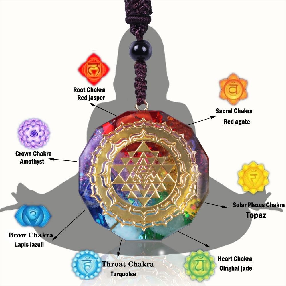 Glow in the Dark Orgonite Chakra Sacred Geometry Sri Yantra Necklace-Your Soul Place