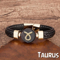 Thumbnail for Zodiac Constellations Sign Natural Agate Leather Stainless Steel Bracelet-Your Soul Place
