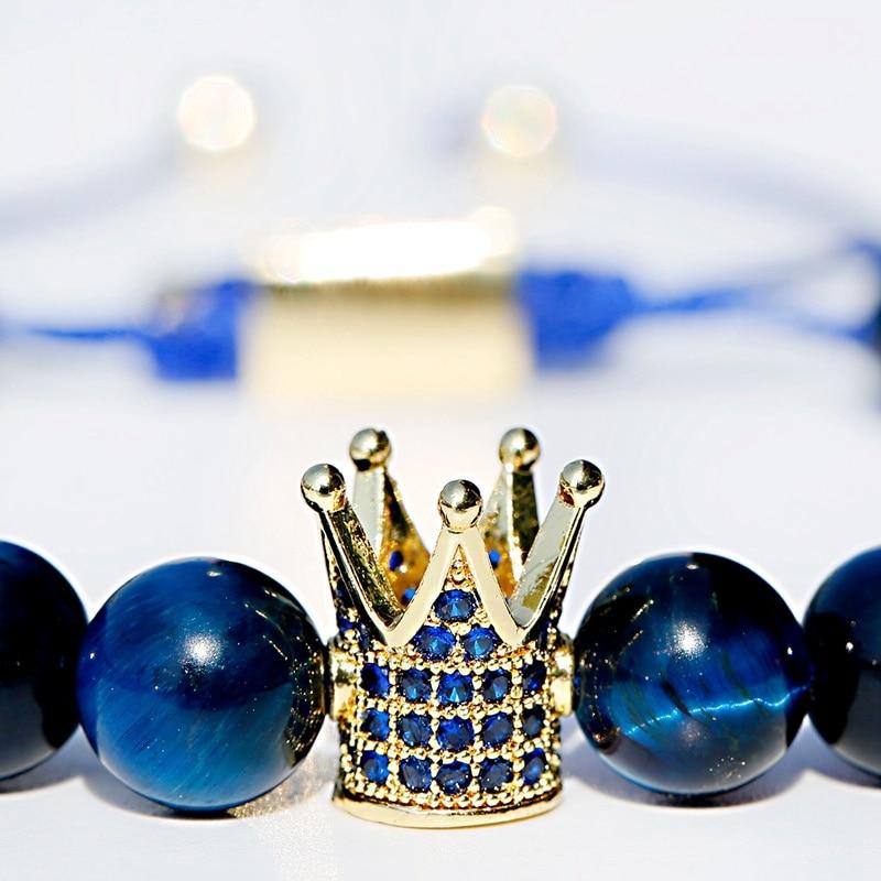 Blue Tiger Eye Stone Beads Crown Bracelet-Your Soul Place