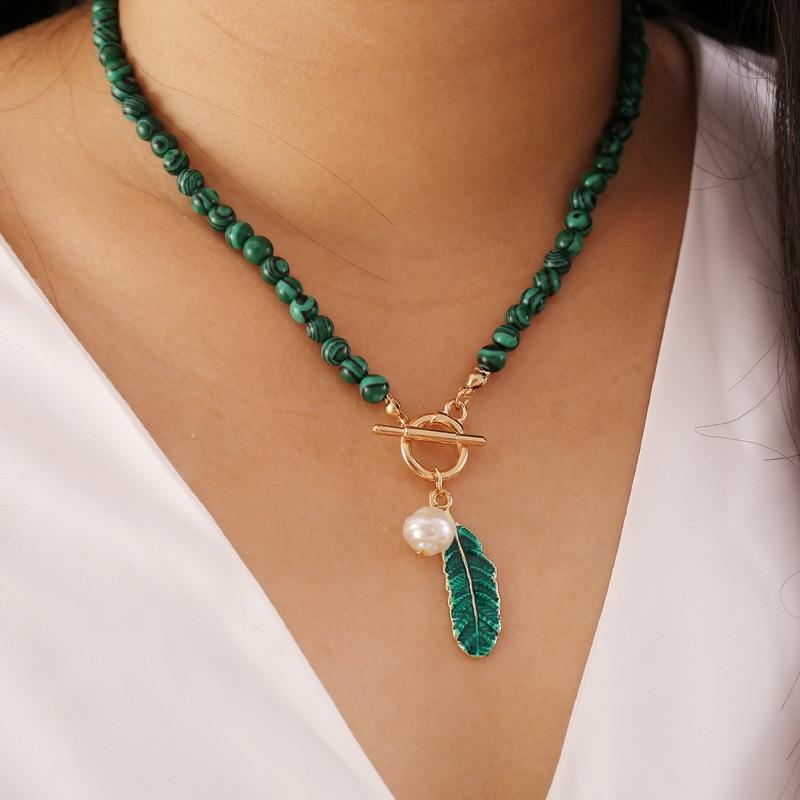 Spirit of Nature Malachite Pearl Necklace-Your Soul Place