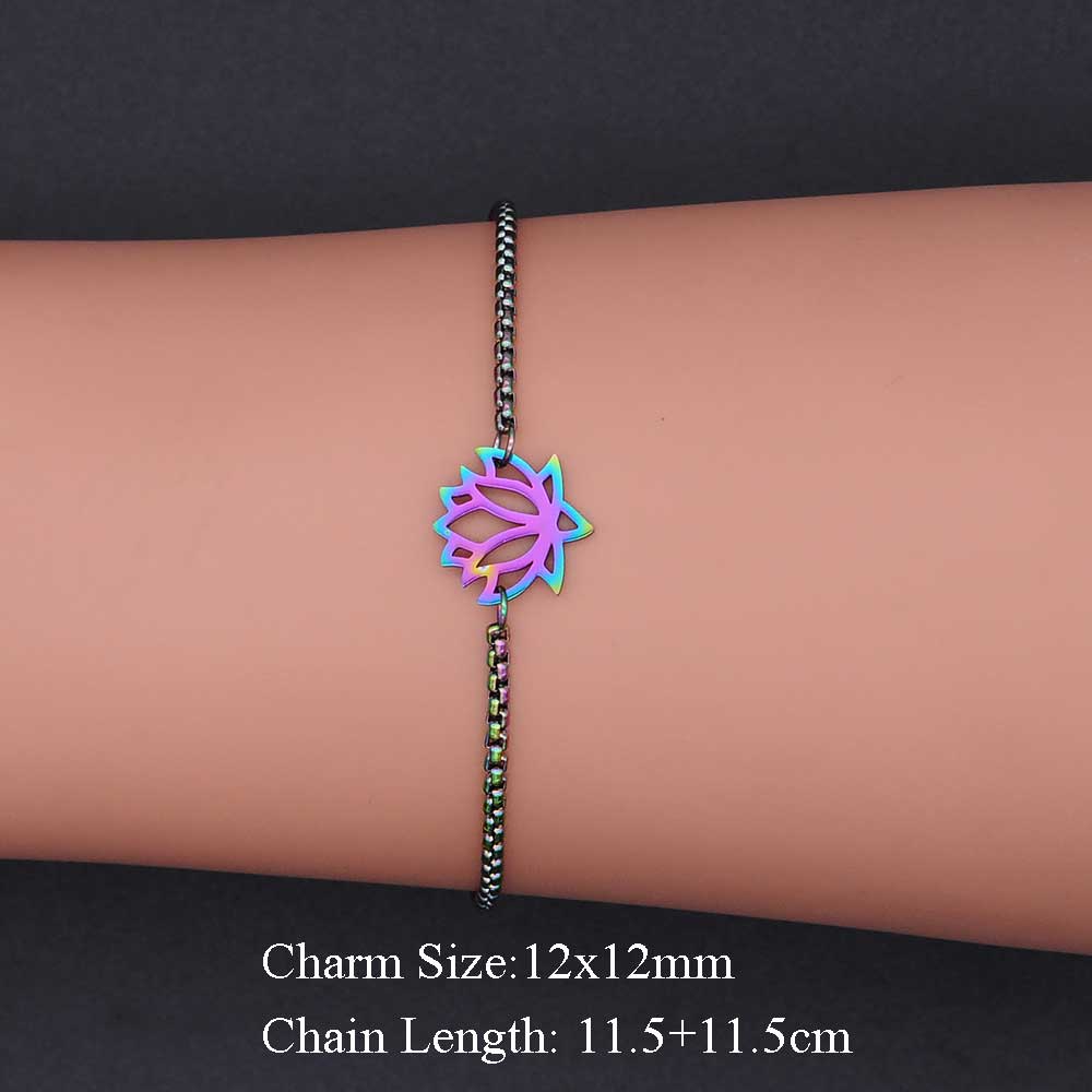 Stainless Steel Rainbow Lotus Bracelet-Your Soul Place