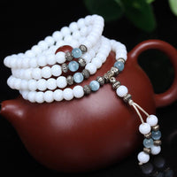 Thumbnail for Tibetan 108 White Chalcedony Stone Beads Mala Bracelet-Your Soul Place