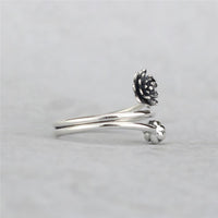 Thumbnail for 925 Sterling Silver Vintage Lotus Flower Adjustable Ring-Your Soul Place