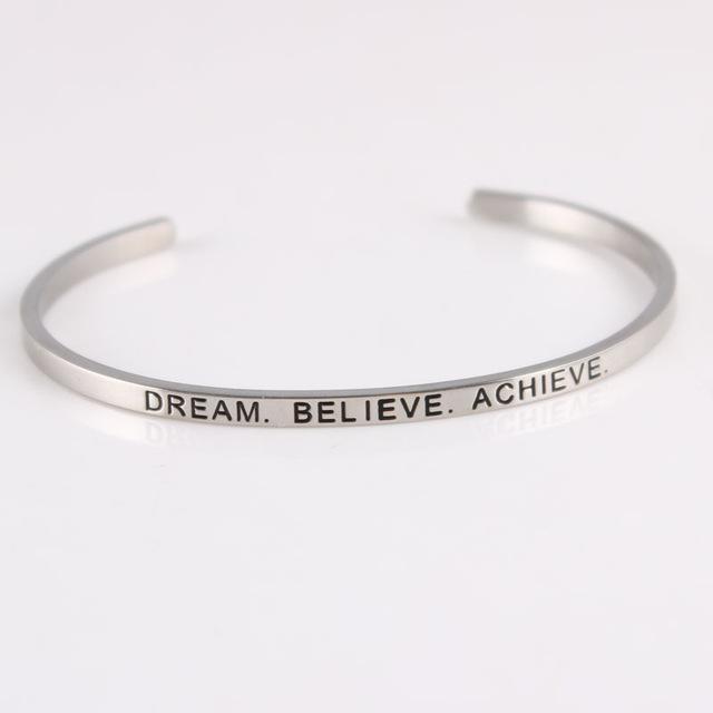 Positive Inspirational Quote Stainless Steel Bangle Bracelet - 1-Your Soul Place