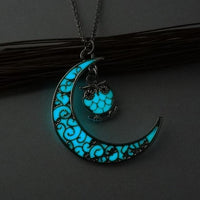 Thumbnail for Glow In The Dark Crescent Moon Owl Spirit Pendant Necklace-Your Soul Place