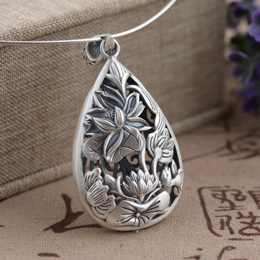 925 Sterling Silver Lotus Flower Drop Pendant-Your Soul Place