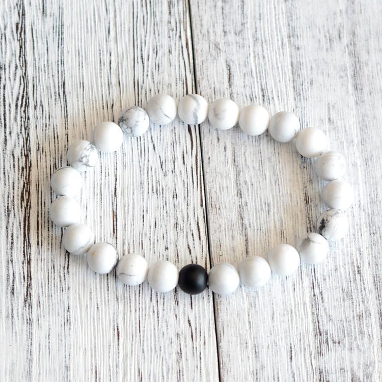 Black and White Yin Yang Natural Stone Beads Bracelets-Your Soul Place