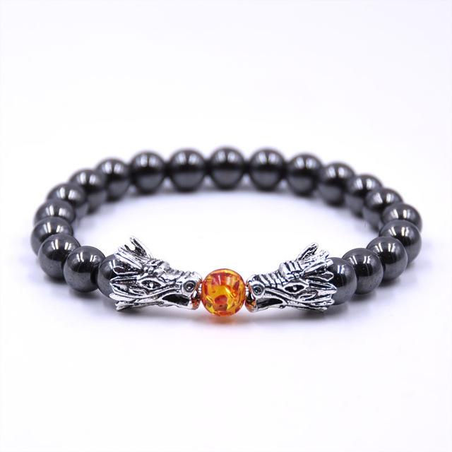 Twin Dragon Spirit Fire Ball Hematite Beads Bracelet-Your Soul Place