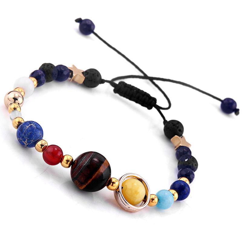 Universe Galaxy Solar System Natural Stone Beads Adjustable Bracelet-Your Soul Place