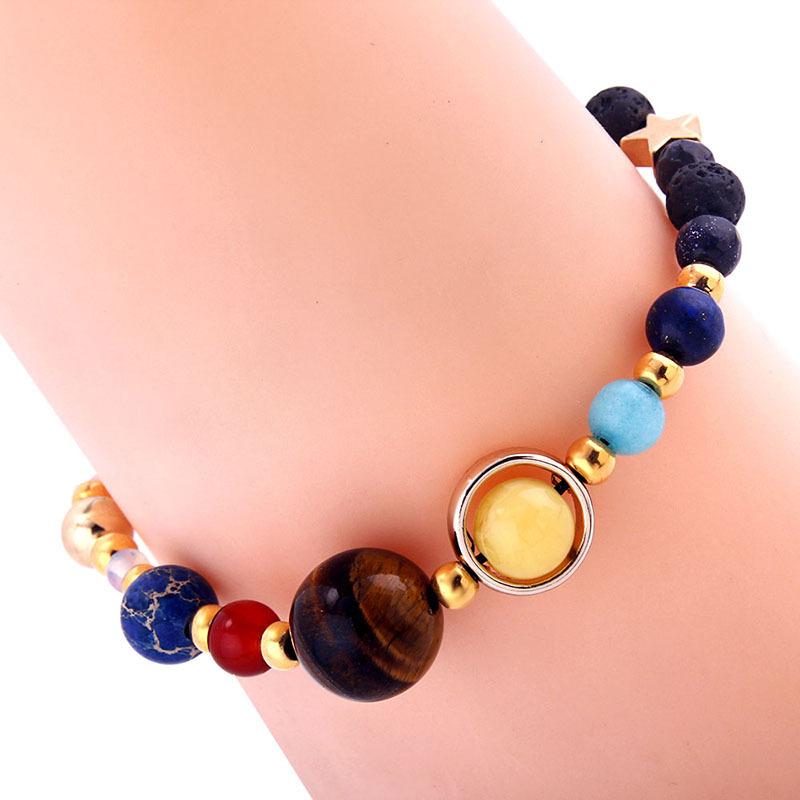 Universe Galaxy Solar System Natural Stone Beads Adjustable Bracelet-Your Soul Place