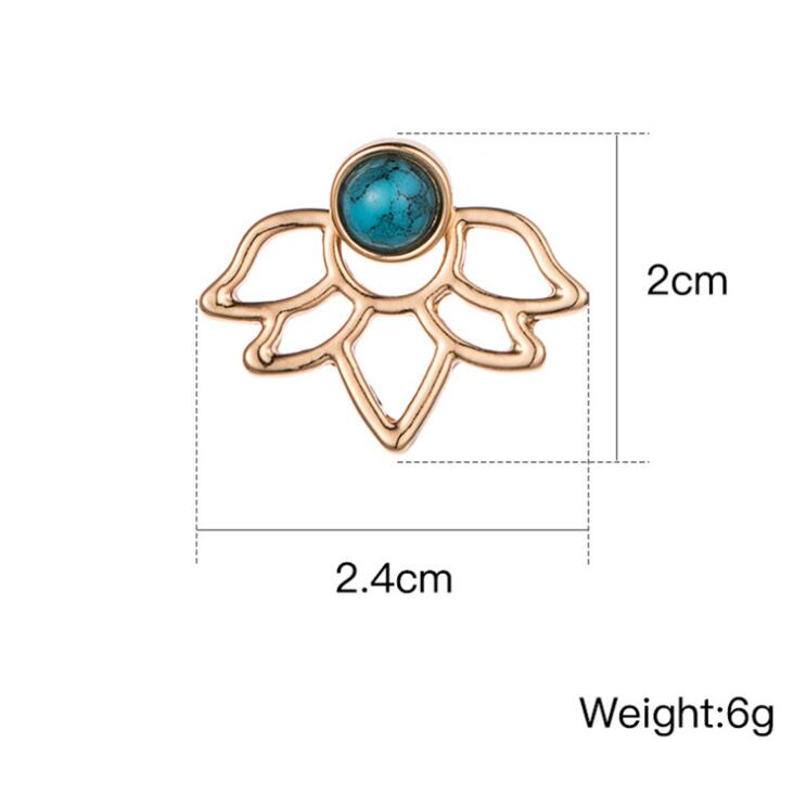 Lotus Blue Gem Stone Stud Earrings-Your Soul Place